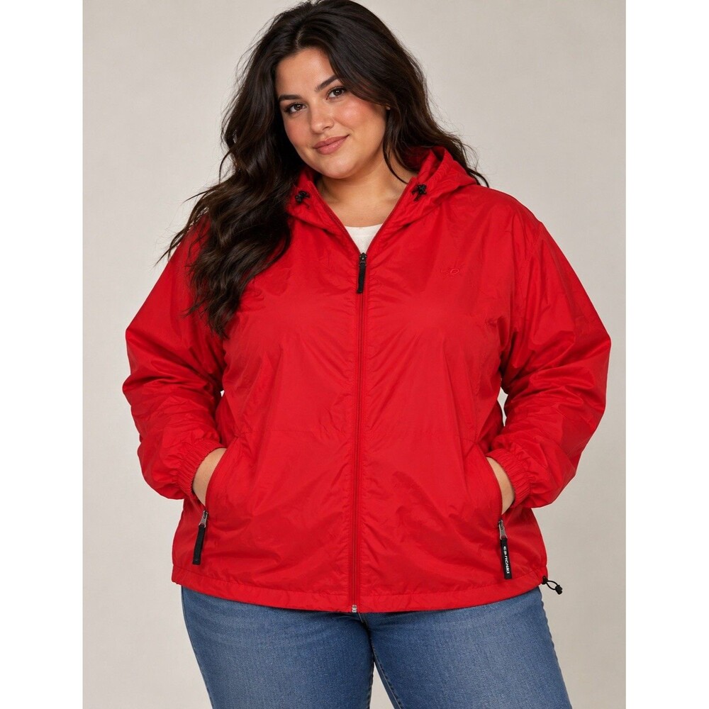 C9 by Champion Women's XL Red Hooded Windbreaker Rain Jacket Full Zip